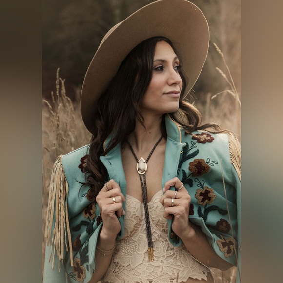 Double D Ranch Teal Embroidered Fringe Jacket - Picture 2 of 7